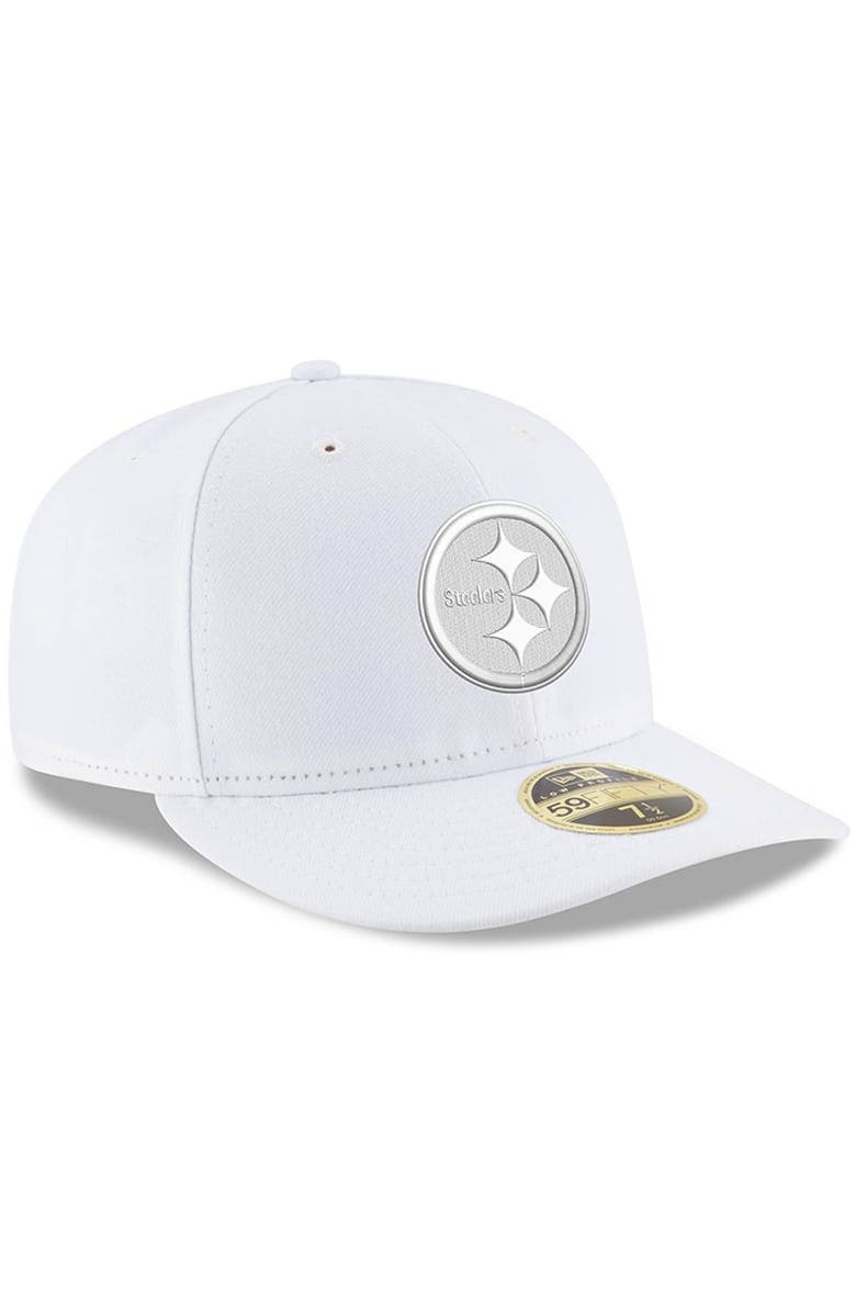 New Era Men's New Era Pittsburgh Steelers White on White Low Profile 59FIFTY Fitted Hat, Alternate, color, 