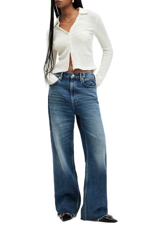 Allsaints Connie Slim Fit Open Neck Shirt In Chalk White