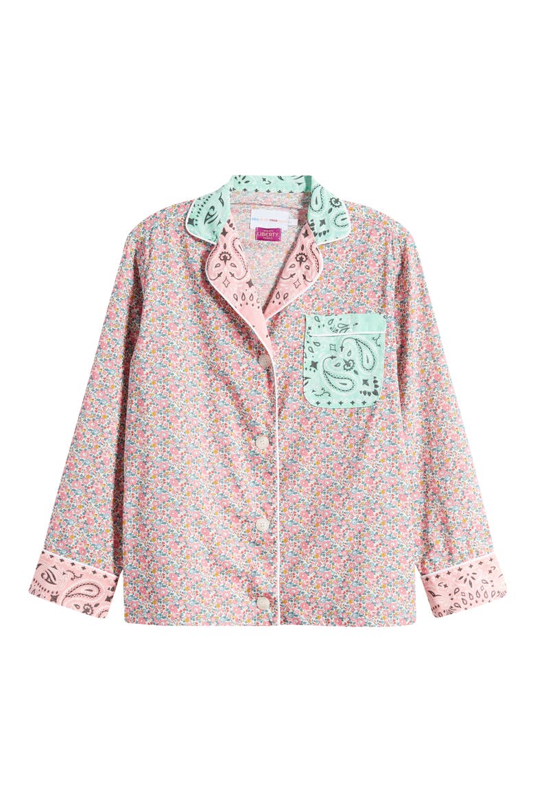 x Liberty London Mixed Print Pajama Shirt (Nordstrom Exclusive), Alternate, color, MINT / PALE PINK