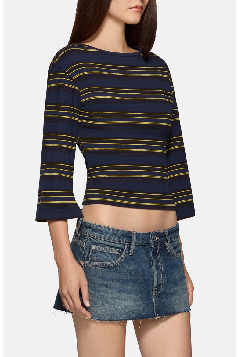 Douglas Striped Crop Top, Alternate, color, NAVY MOSS STRIPE