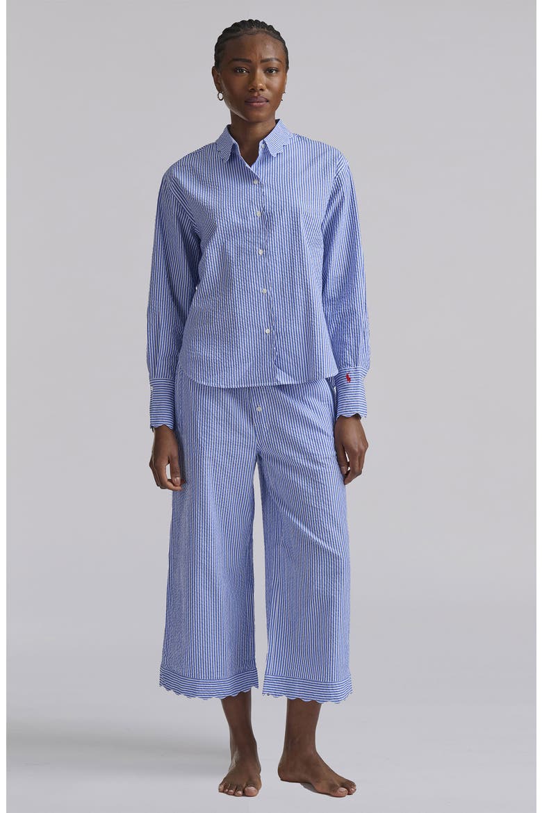 Scallop Long Pajamas, Alternate, color, AMPARO BLUE