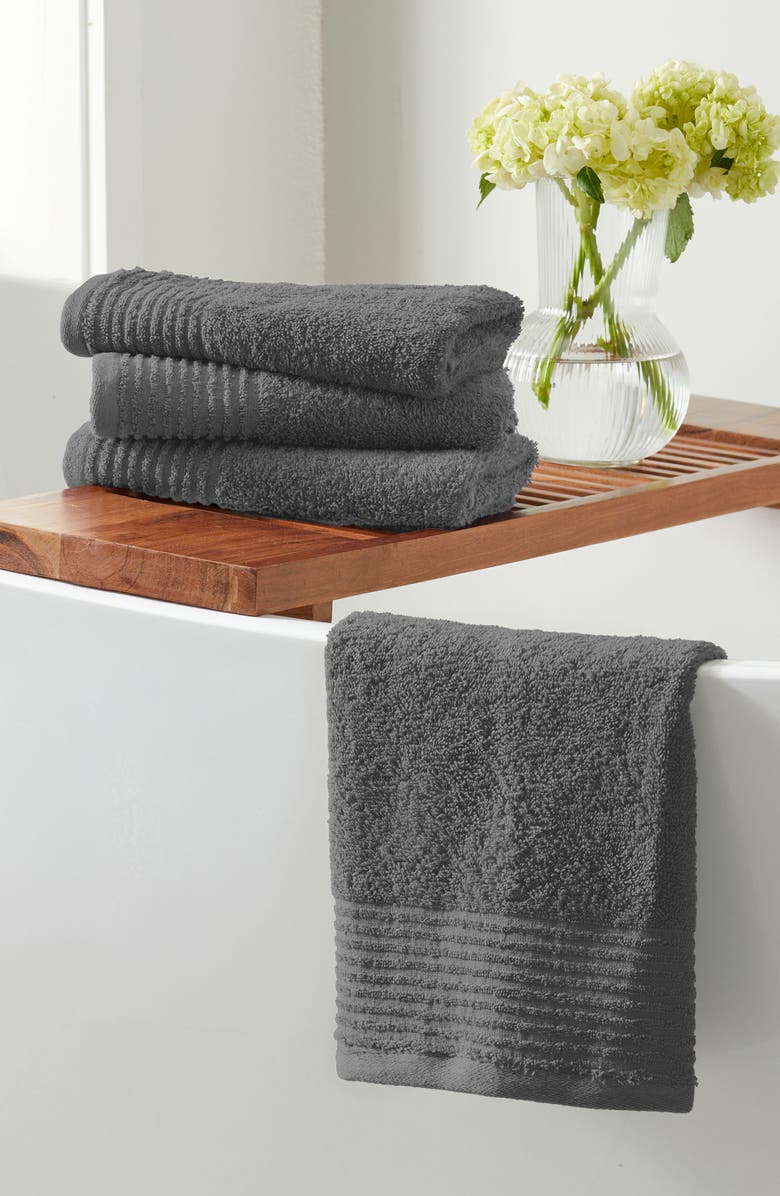 Woven & Weft Featherspun Cotton 6-Piece Towel Set, Alternate, color, Dark Grey