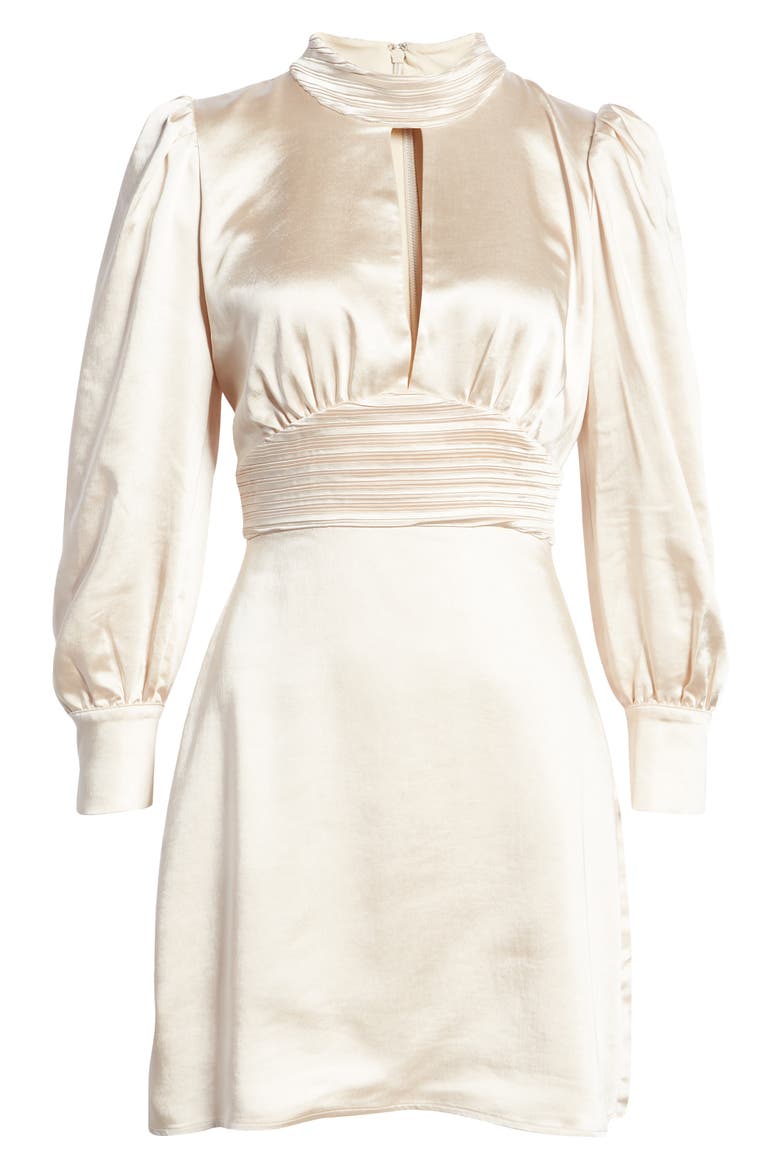 Cora Long Sleeve Satin Minidress, Alternate, color, CREAM