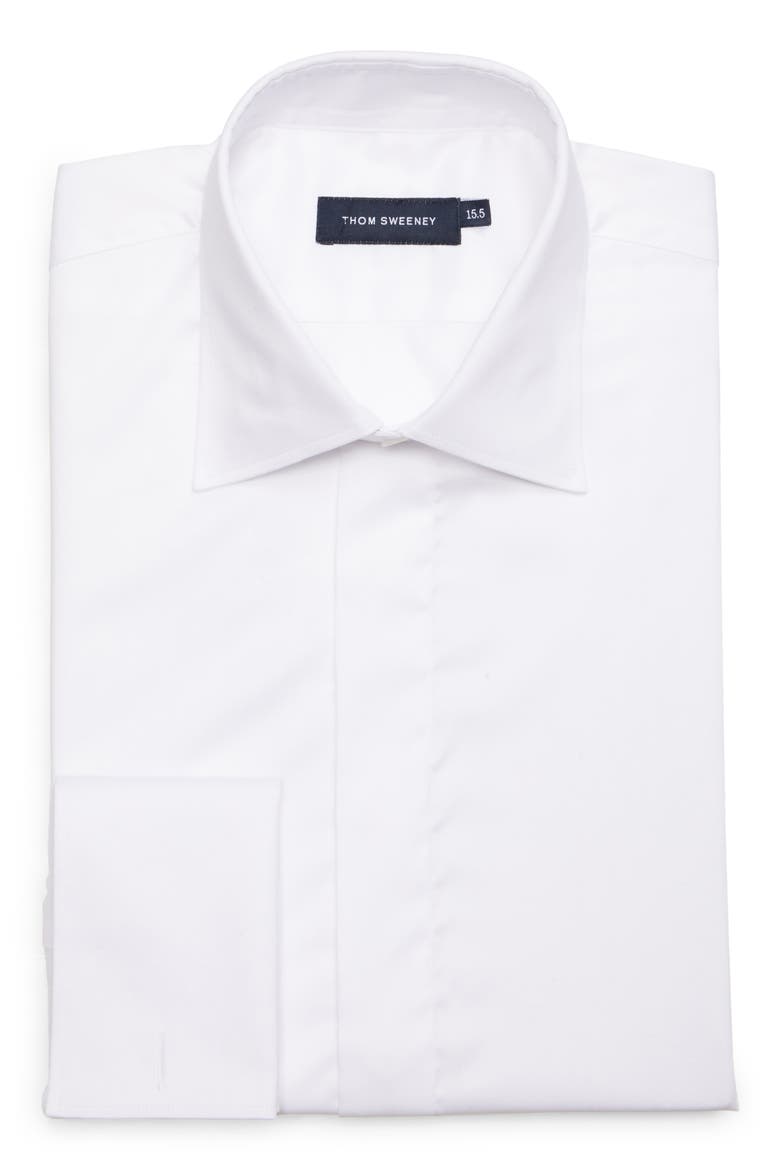 Cotton & Lyocell Dress Shirt, Alternate, color, WHITE