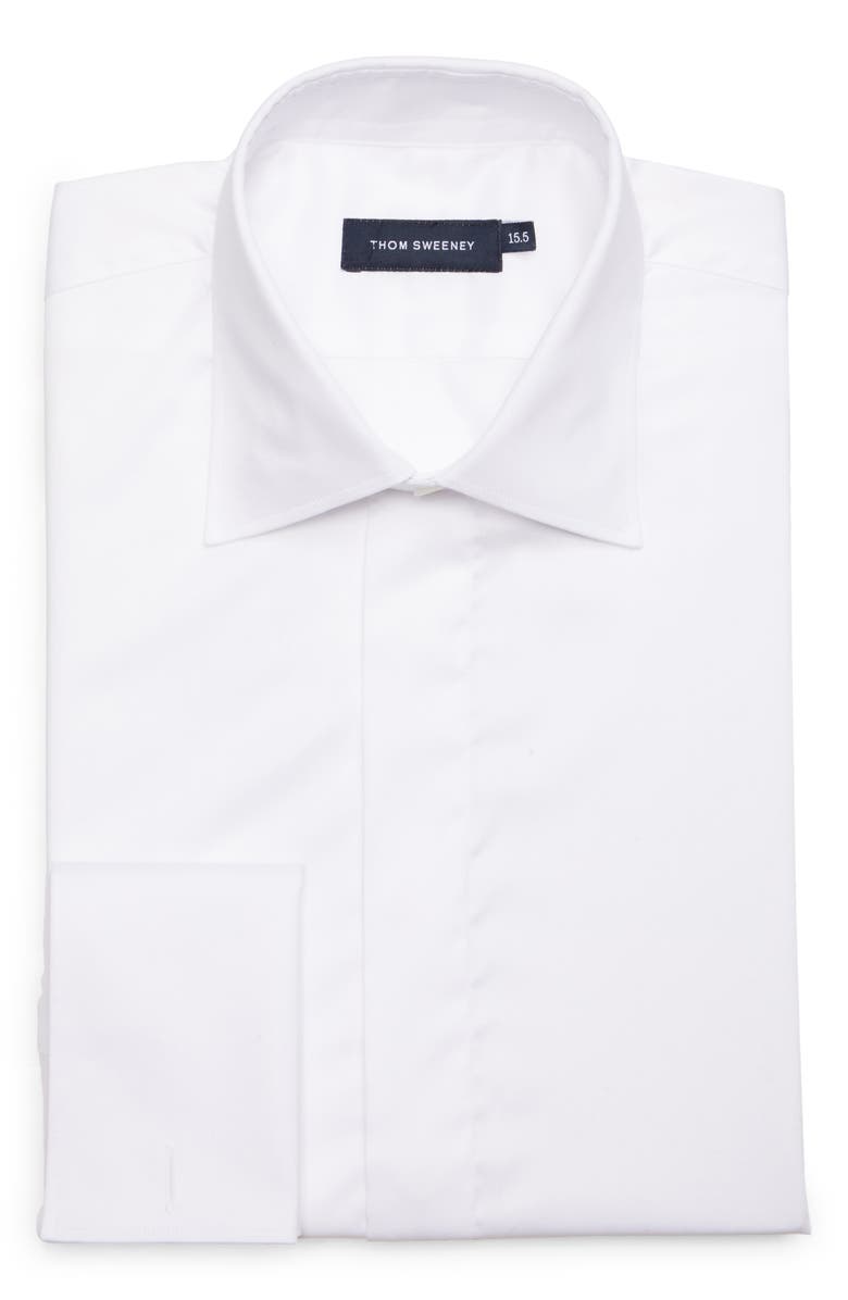 Thom Sweeney Cotton & Lyocell Dress Shirt, Alternate, color, White