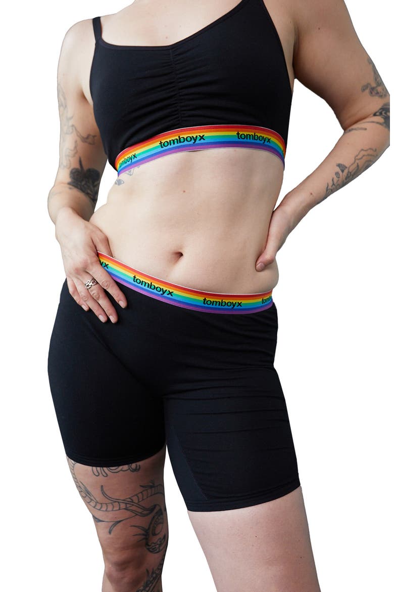 Gender Inclusive 9-Inch Boxer Briefs, Main, color, BLACK RAINBOW LOGO