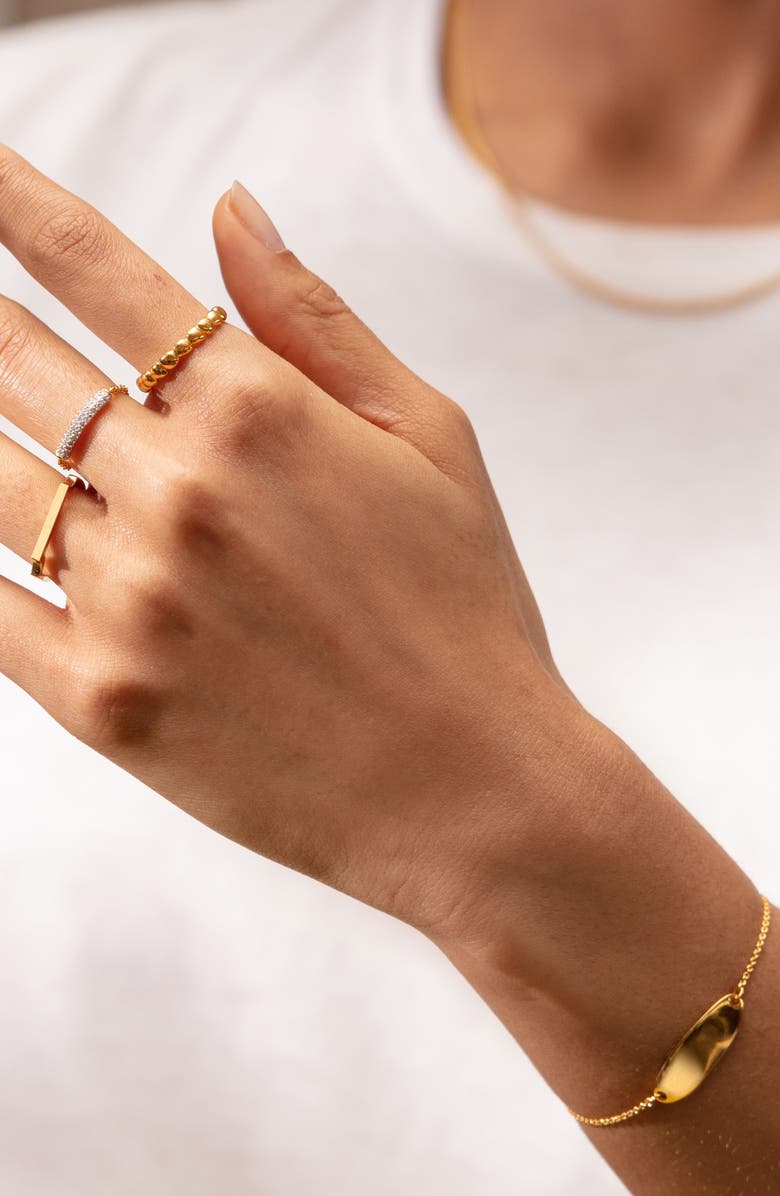 Monica Vinader Nura Tiny Oval Plate Bracelet, Alternate, color, Yellow Gold