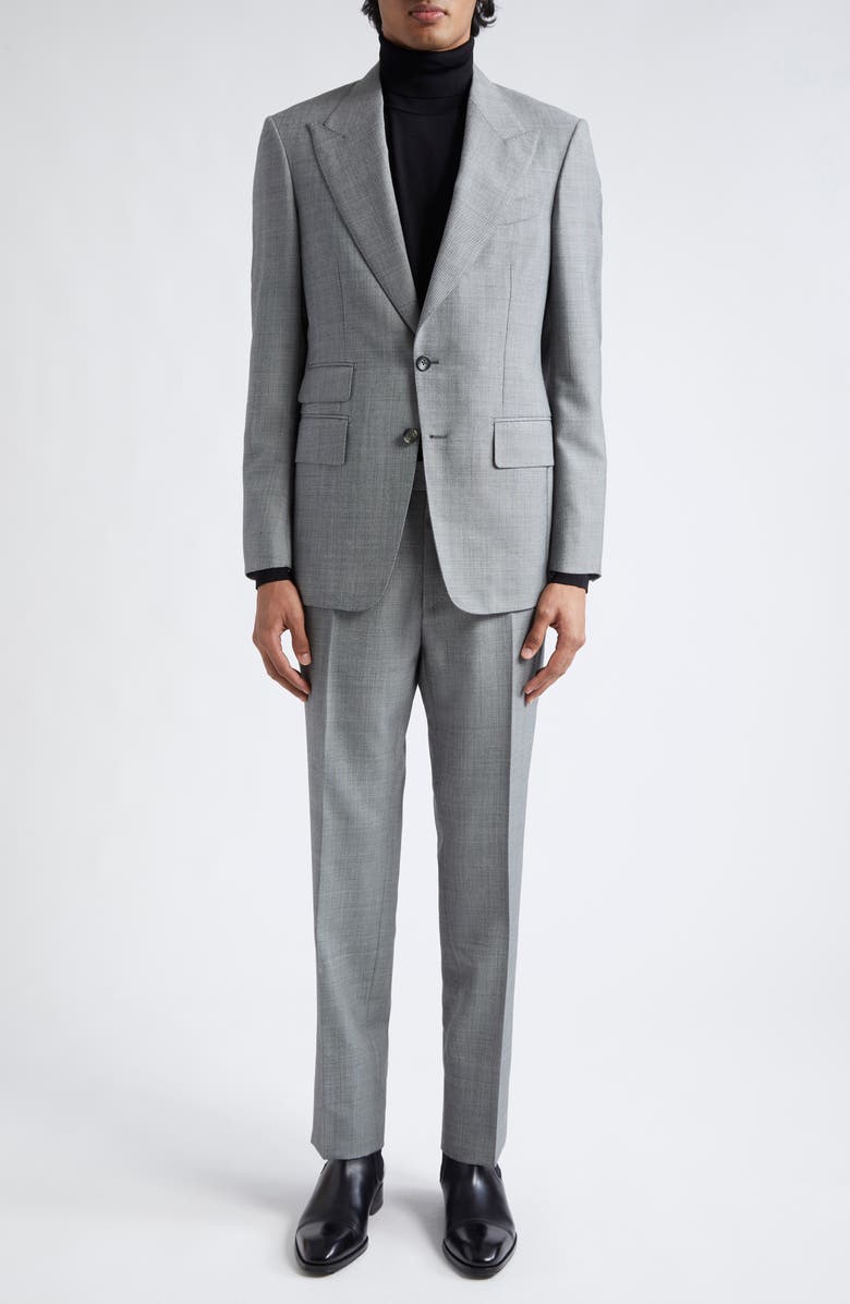 TOM FORD Shelton Sharkskin Suit, Main, color, Ig710 Dark Grey