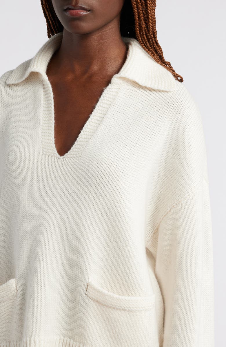 rag & bone Danica Wool & Cashmere Polo Sweater, Alternate, color, Ivory