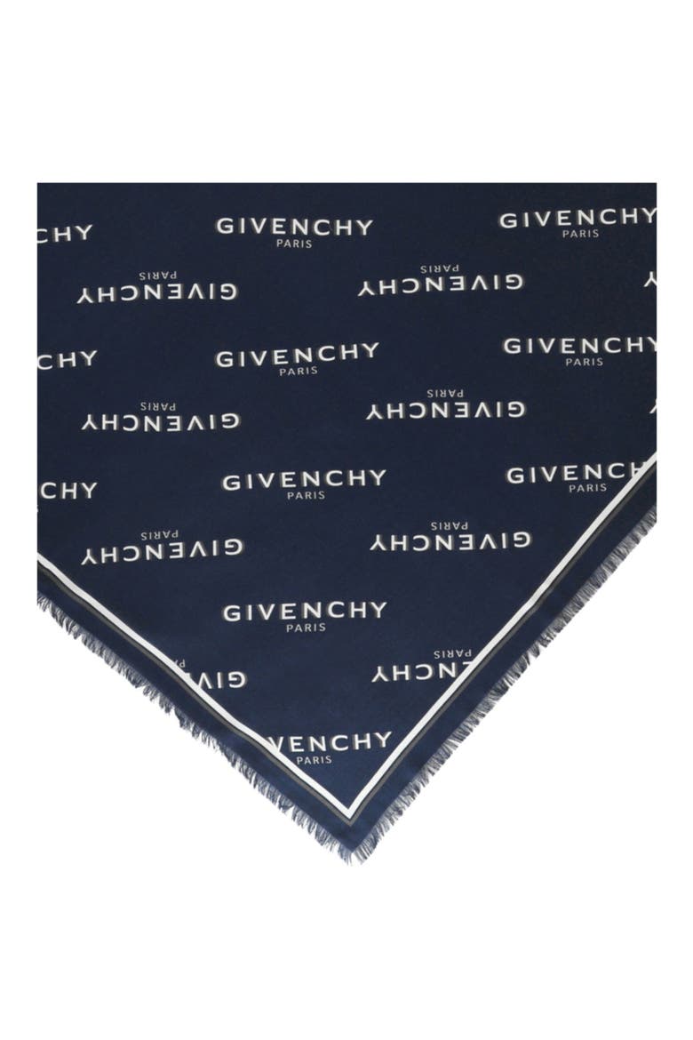 Logo Shadow Wool & Silk Scarf, Alternate, color, NAVY