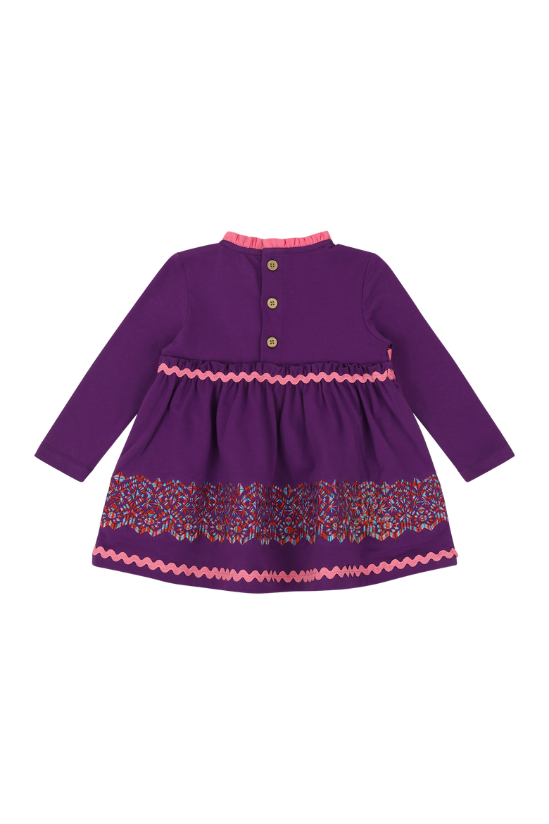 Baby Long Sleeve Ruffle Trim Dress and Bloomer Set, Alternate, color, Purple Multicolor