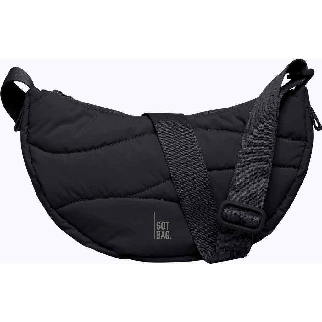 Got Bag Wavy Puffer Recycled Nylon Moon Bag In Black