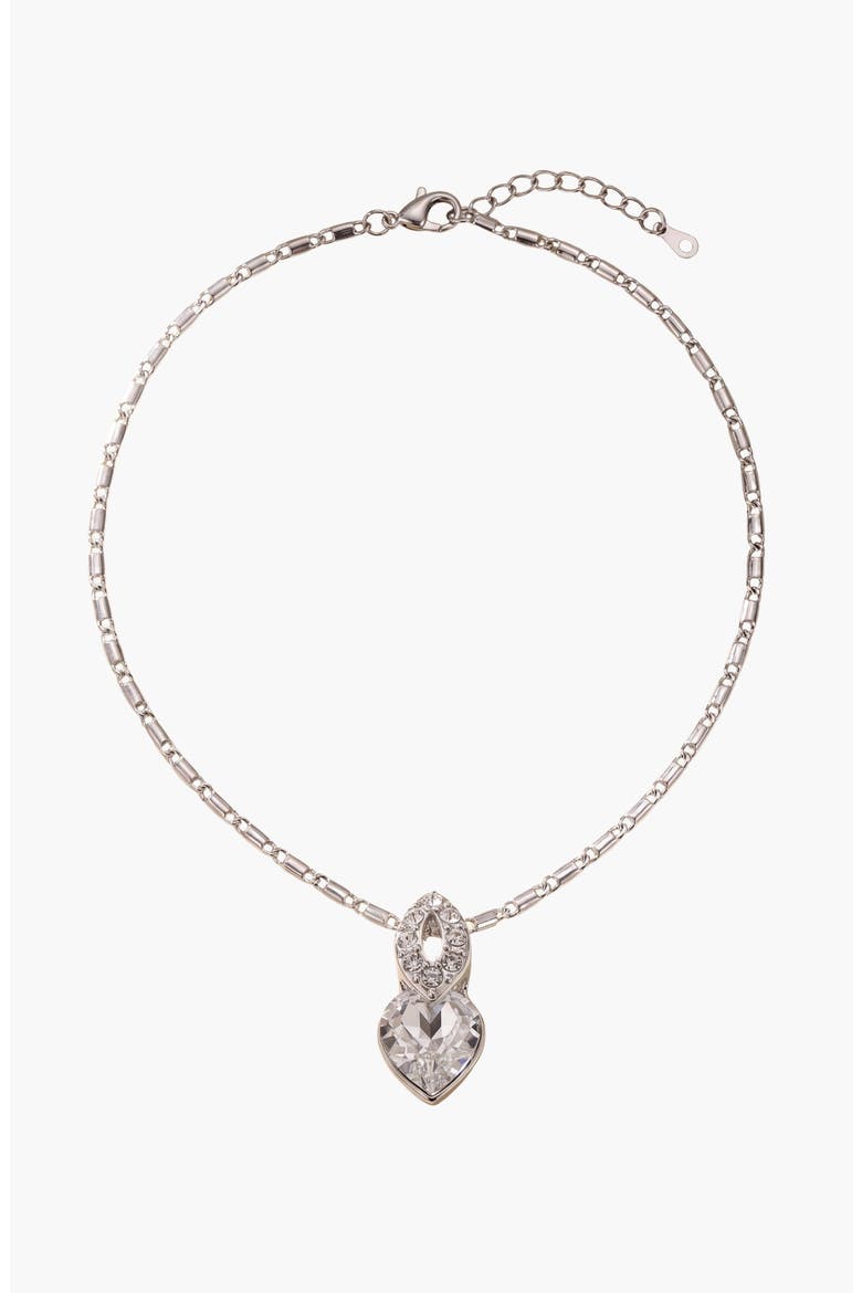 Crystal Heart Pendant Necklace, Main, color, Silver Tone