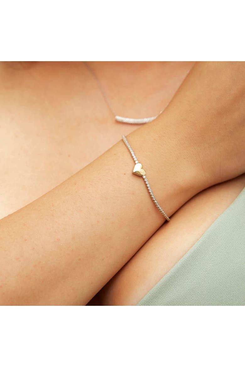 Sterling Silver Heart Tennis Bracelet, Alternate, color, Silver