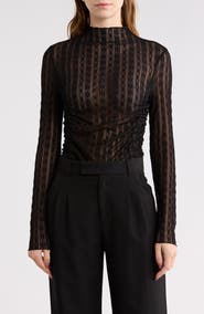 Elodie High Neck Long Sleeve Lace Top
