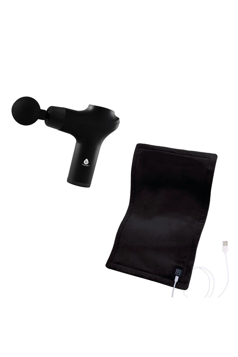 XL Heating Pad & 3-Speed Massage Gun, Main, color, Black
