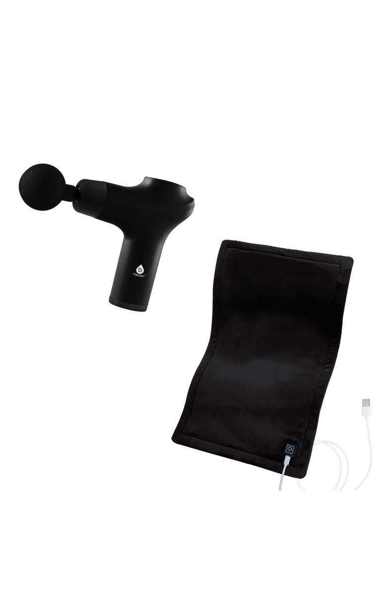 PURSONIC Recovery & Relaxation Bundle - Extra Large Heating Pad + 3-Speed Massage Gun, Main, color, Black