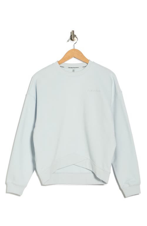 Calvin Klein Performance Embroidered Logo Crossover Hem Sweatshirt In Blue