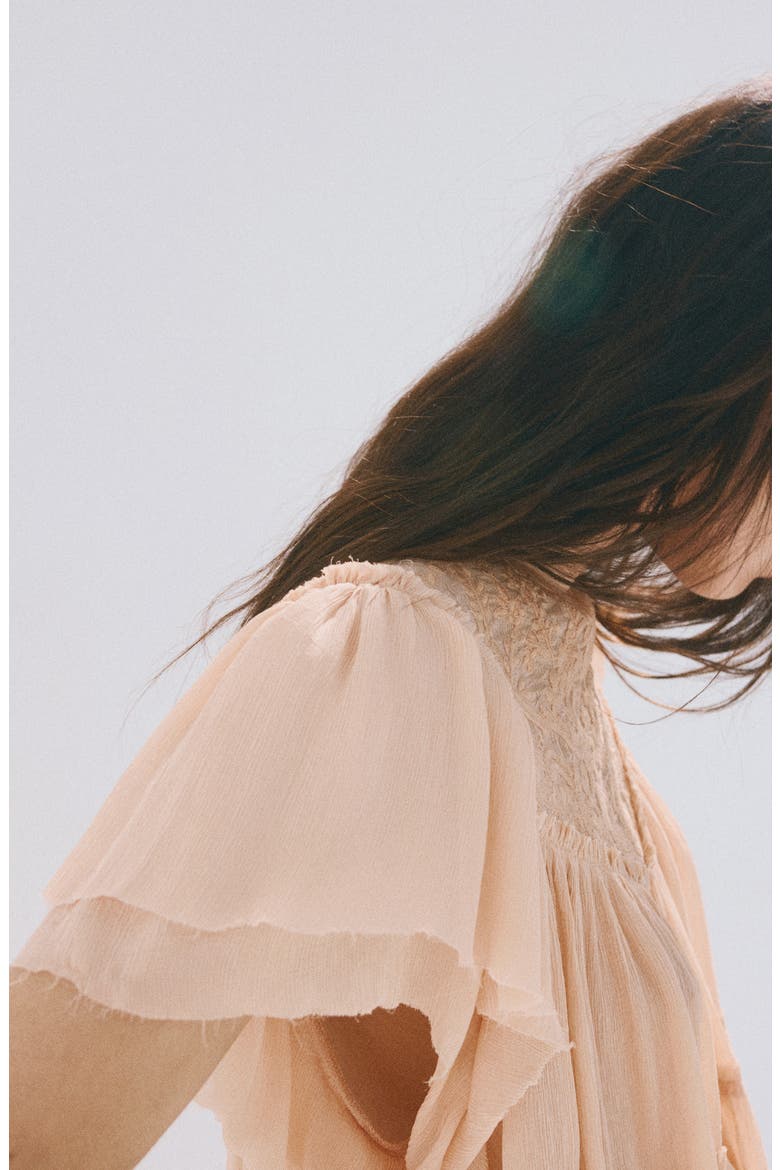 Ruffled Embroidered Blouse, Alternate, color, PINK