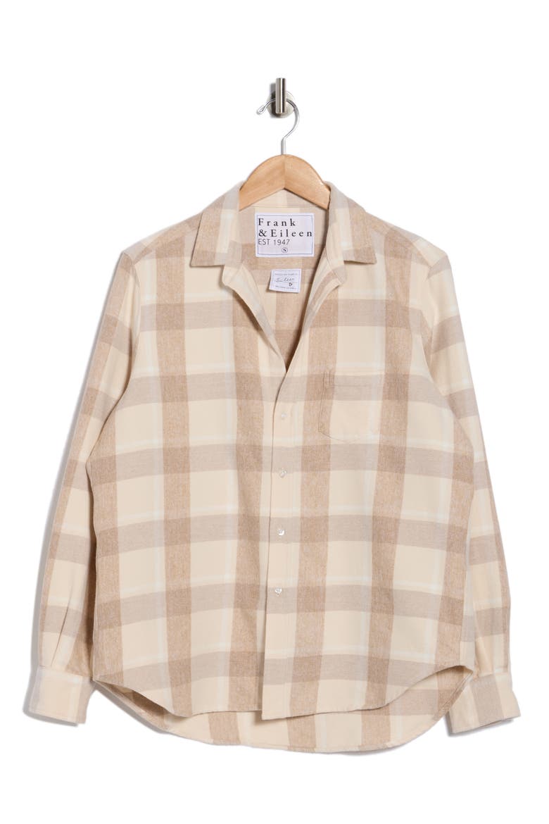 Relaxed Fit Button-Up Shirt, Alternate, color, LARGE CREAM CAMEL PLAID