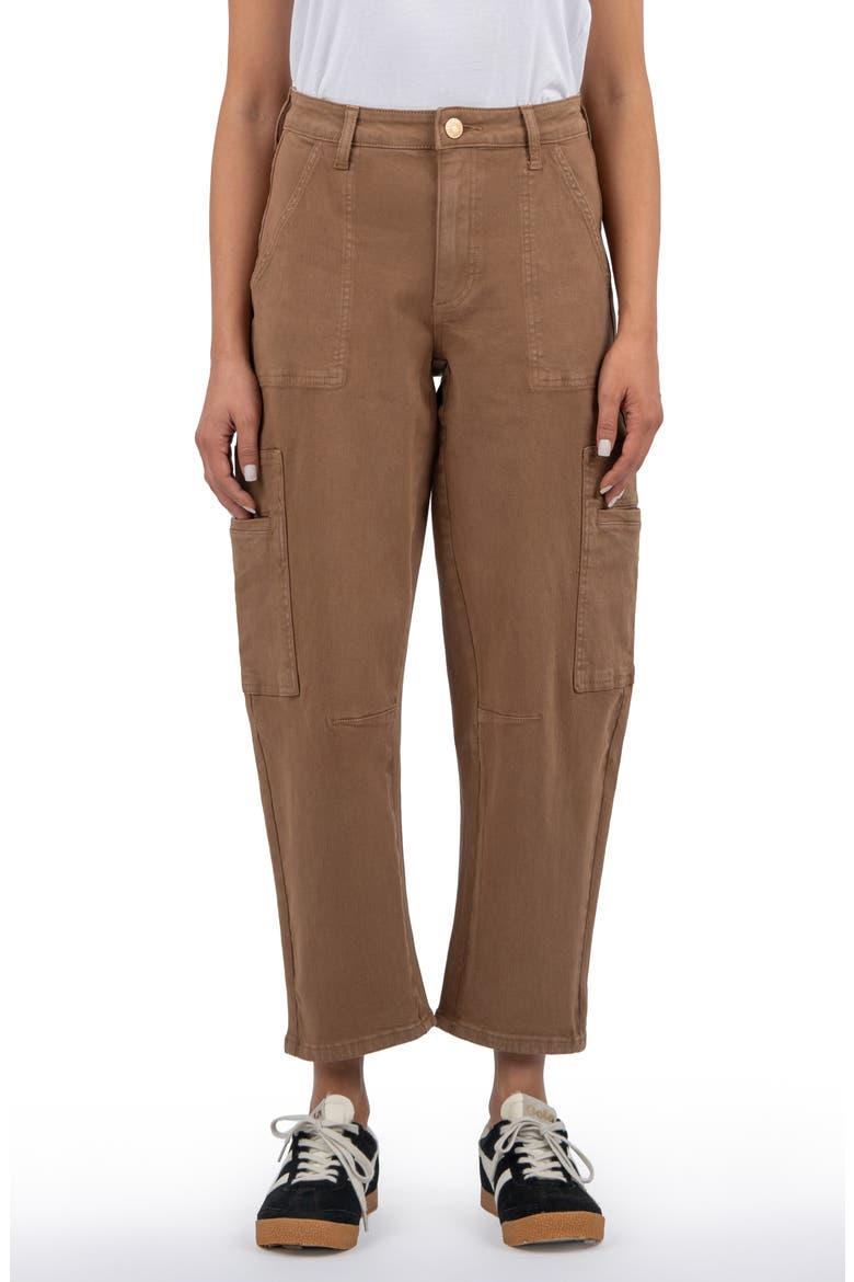 Kaya High Waist Straight Leg Cargo Pants, Main, color, LATTE