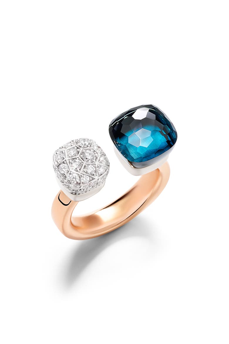 Nudo Diamond & Blue Topaz Toi Et Moi Ring, Alternate, color, LONDON BLUE TOPAZ