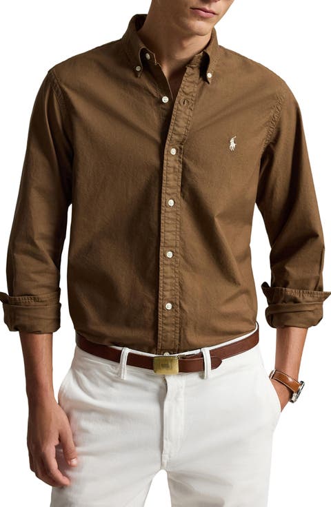 Classic Fit Solid Garment Dyed Cotton Button-Down Oxford Shirt