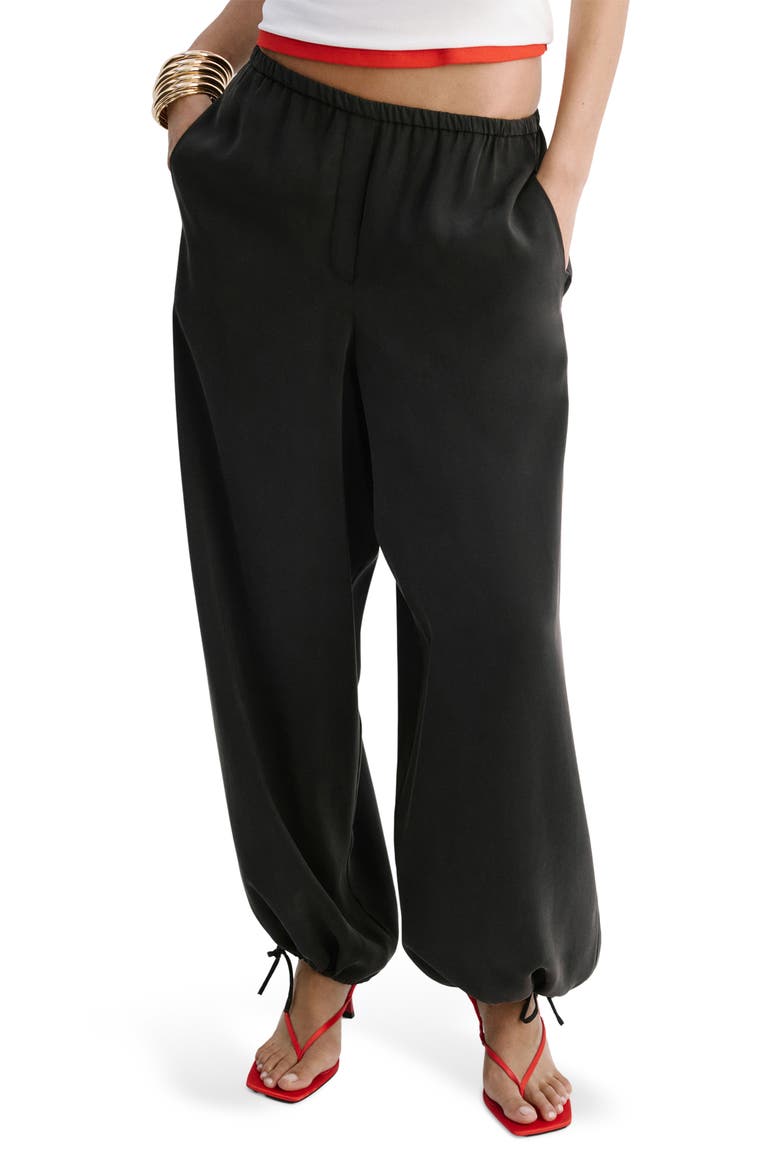Elastic Waist Baggy Wide Leg Pants, Main, color, BLACK