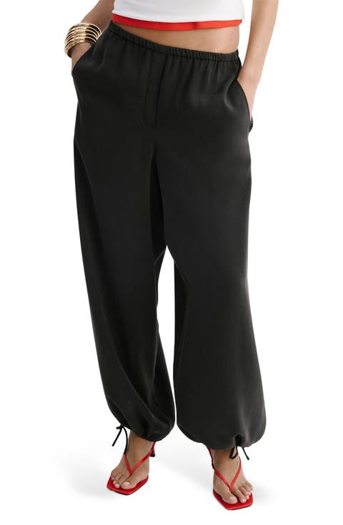 Elastic Waist Baggy Wide Leg Pants