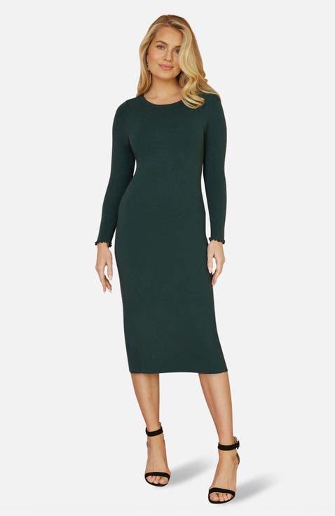 Luminous Sparkle Knit Midi Sweater Dress