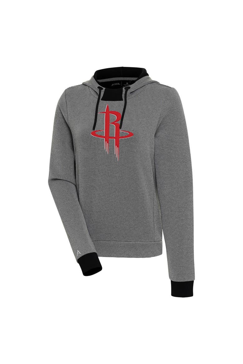 Women's Antigua  Black Houston Rockets Axe Bunker Tri-Blend Pullover Hoodie, Main, color, Black