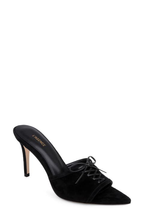 Thames II Lace Up Pointed Toe Leather Mule (Women)