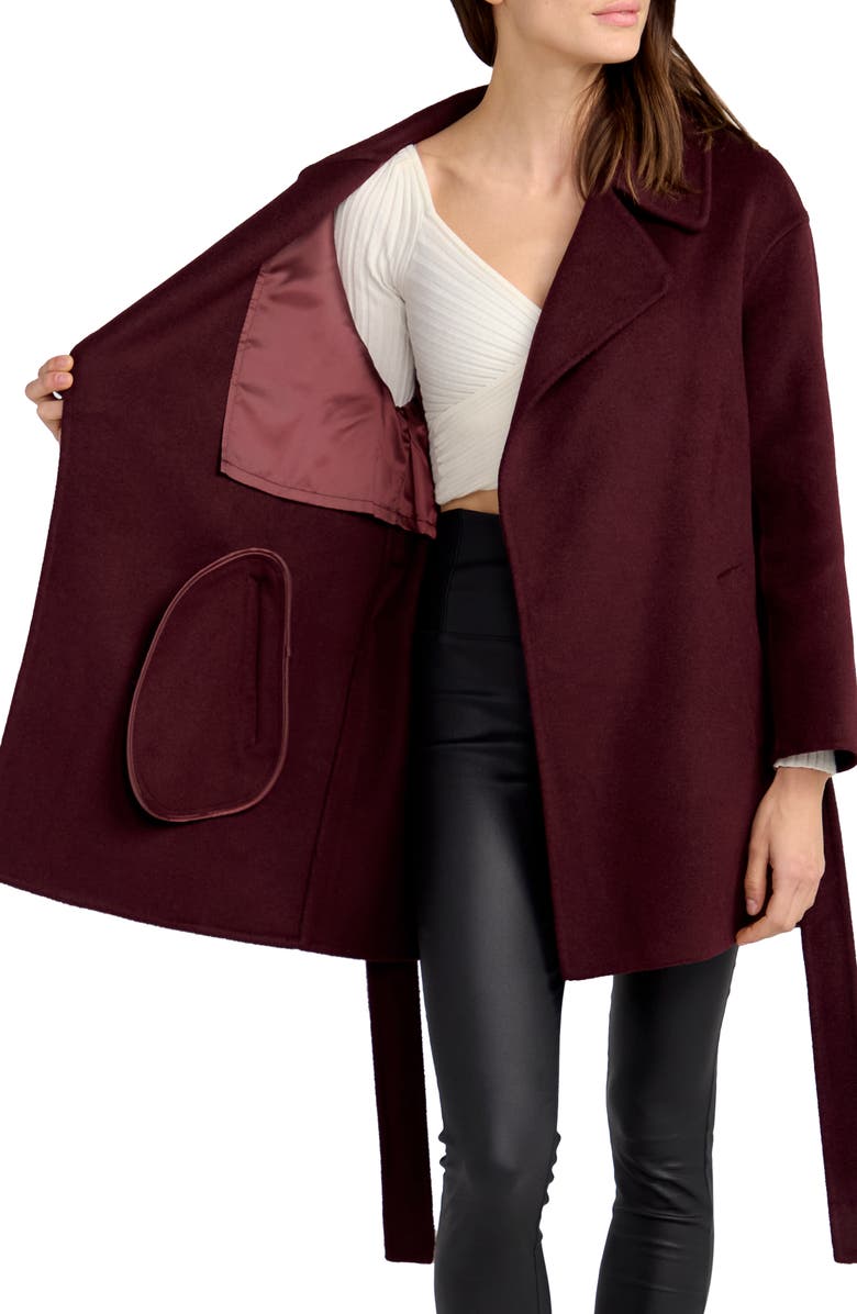 Belle & Bloom Eternal Flame Tie Waist Wool Blend Coat, Alternate, color, 