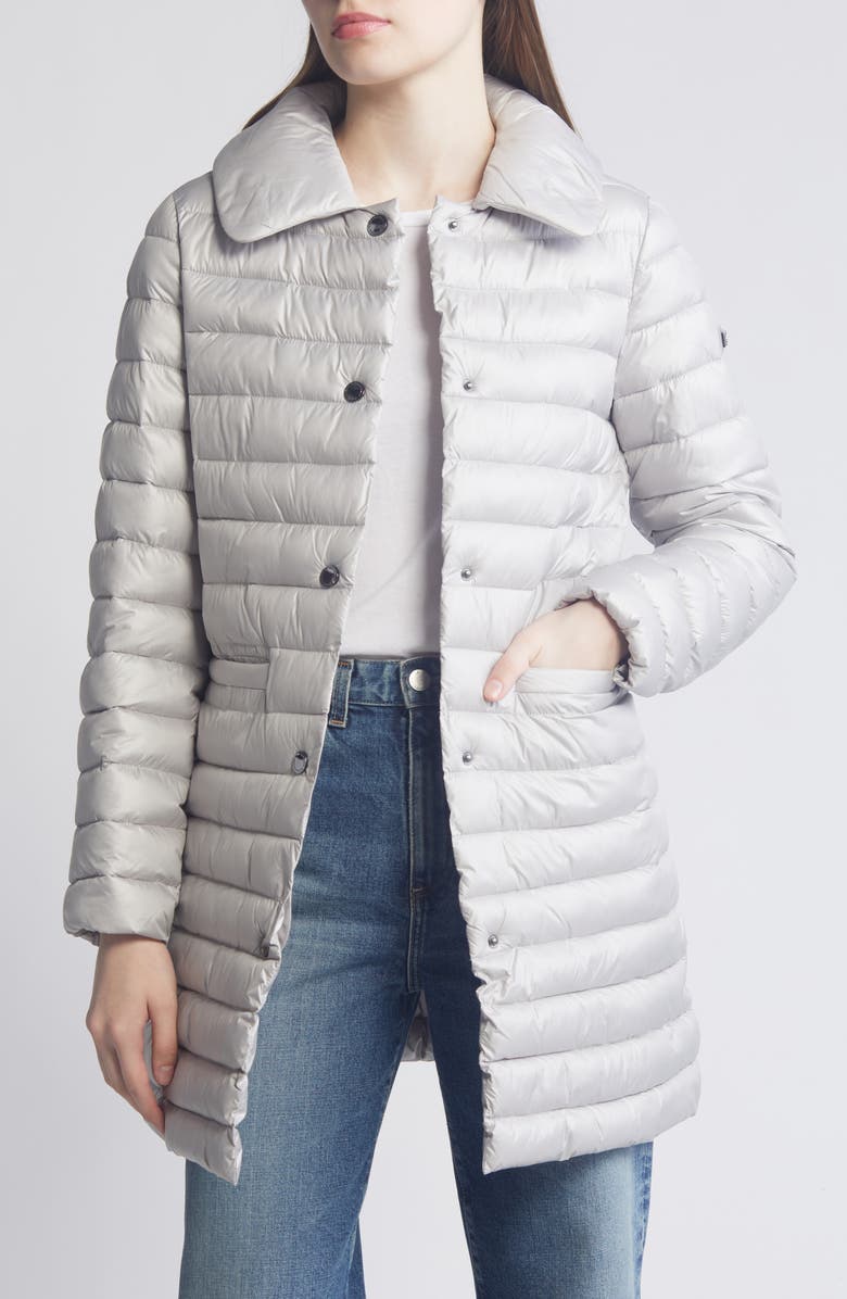 BCBGMAXAZRIA Paneled Water Resistant Snap Front Walking Puffer Coat, Alternate, color,