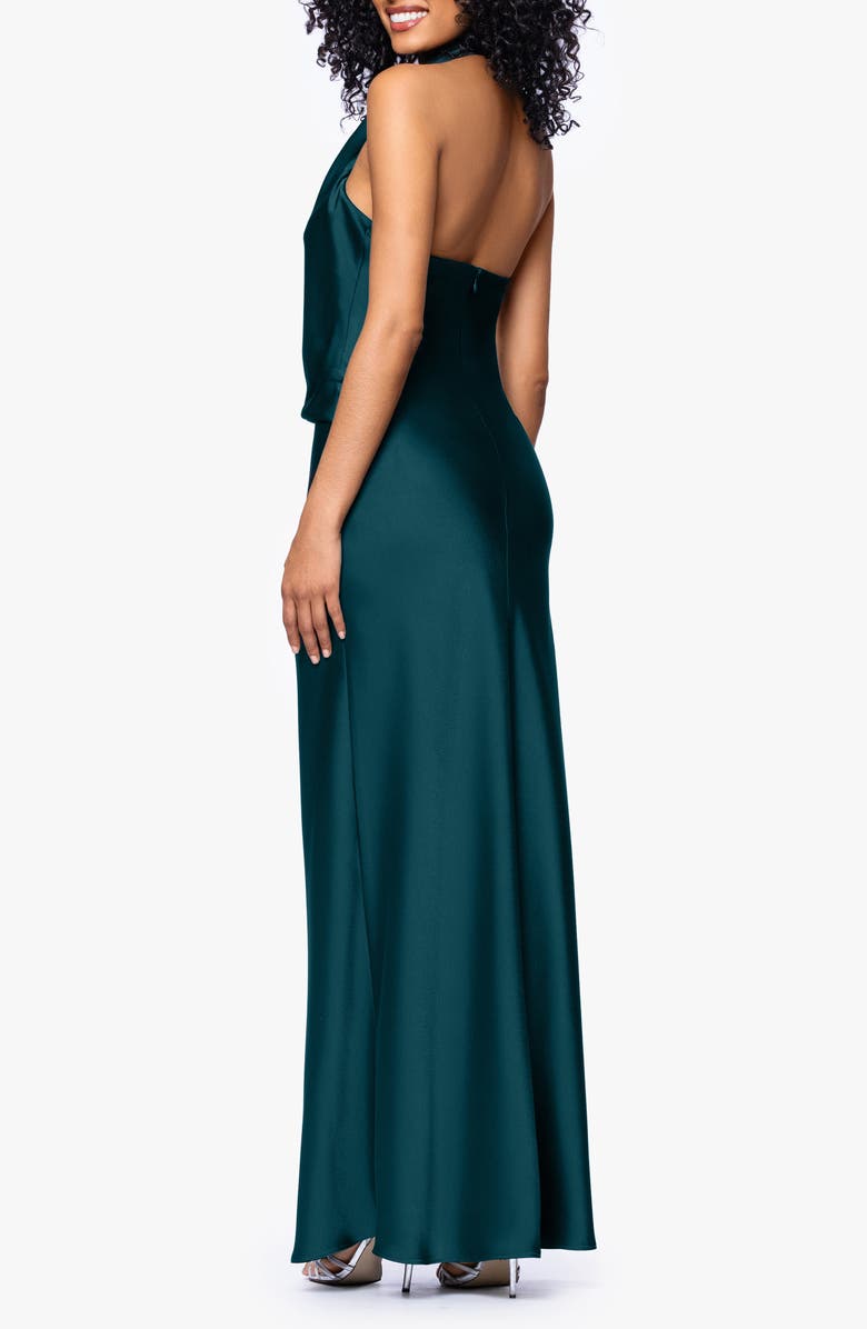 Betsy & Adam Drape Satin Gown, Alternate, color, 