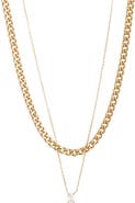Nordstrom Set of 2 Waterproof Curb Chain & Cubic Zirconia Pendant Necklaces