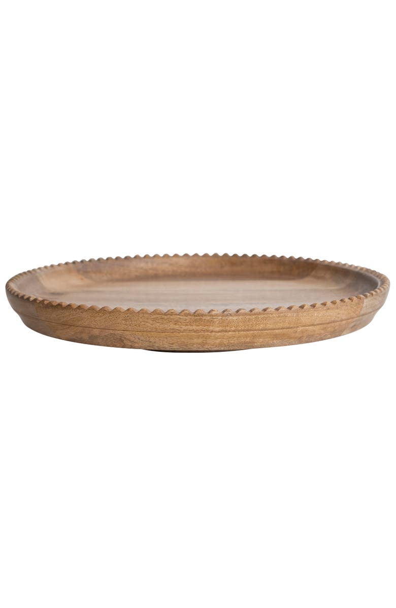 Storied Home Wood Lazy Susan with Carved Scalloped Edge, Natural, Main, color, Natural