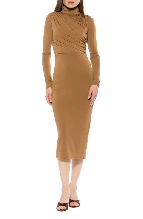 Elio Draped Bodice Midi Sheath Dress