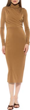 Alexia Admor Elio Draped Bodice Midi Sheath Dress