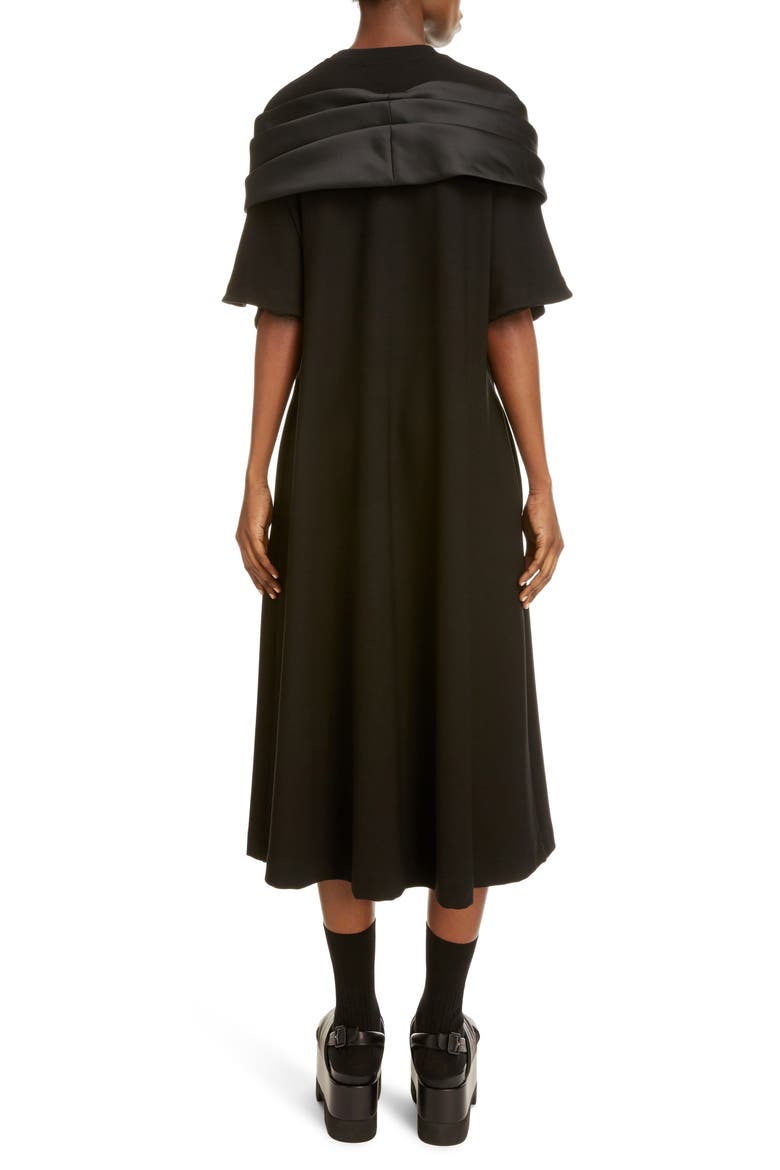 Bow Detail Midi T-Shirt Dress, Alternate, color, BLACK