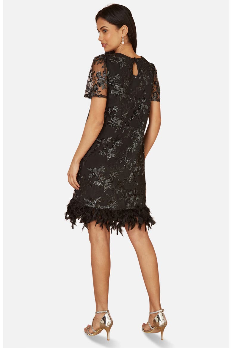 Sequin Embellished Floral Tunic Dress, Alternate, color, Black