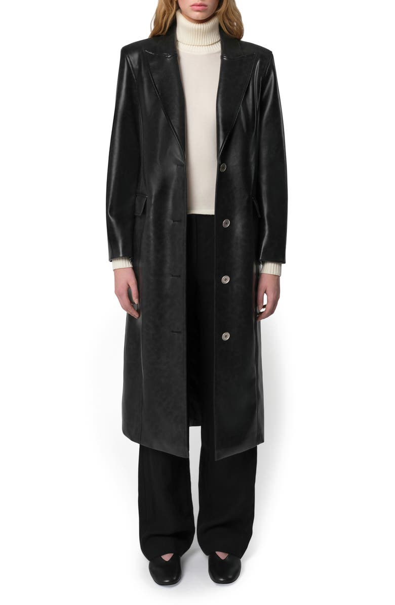 Apparis Lauren Recycled Polyester Faux Leather Overcoat, Main, color, 