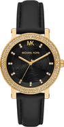 Michael Kors Corey Crystal Pavé Three-Hand Quartz Leather Strap Watch, 38mm