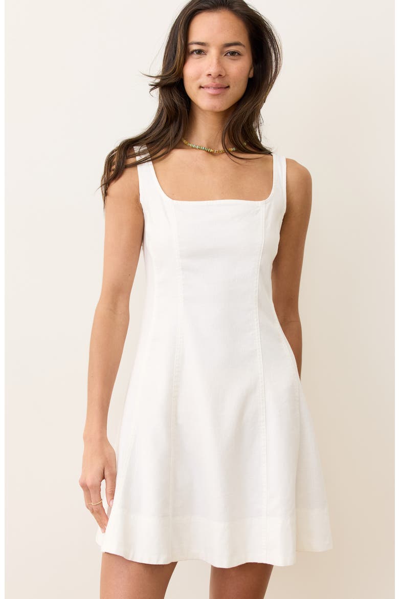 Denisse Hemp Blend Fit & Flare Minidress, Alternate, color, WHITE