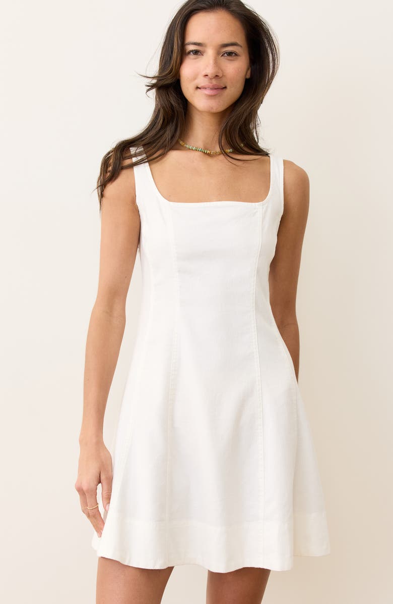 Marine Layer Denisse Hemp Blend Fit & Flare Minidress, Alternate, color, White