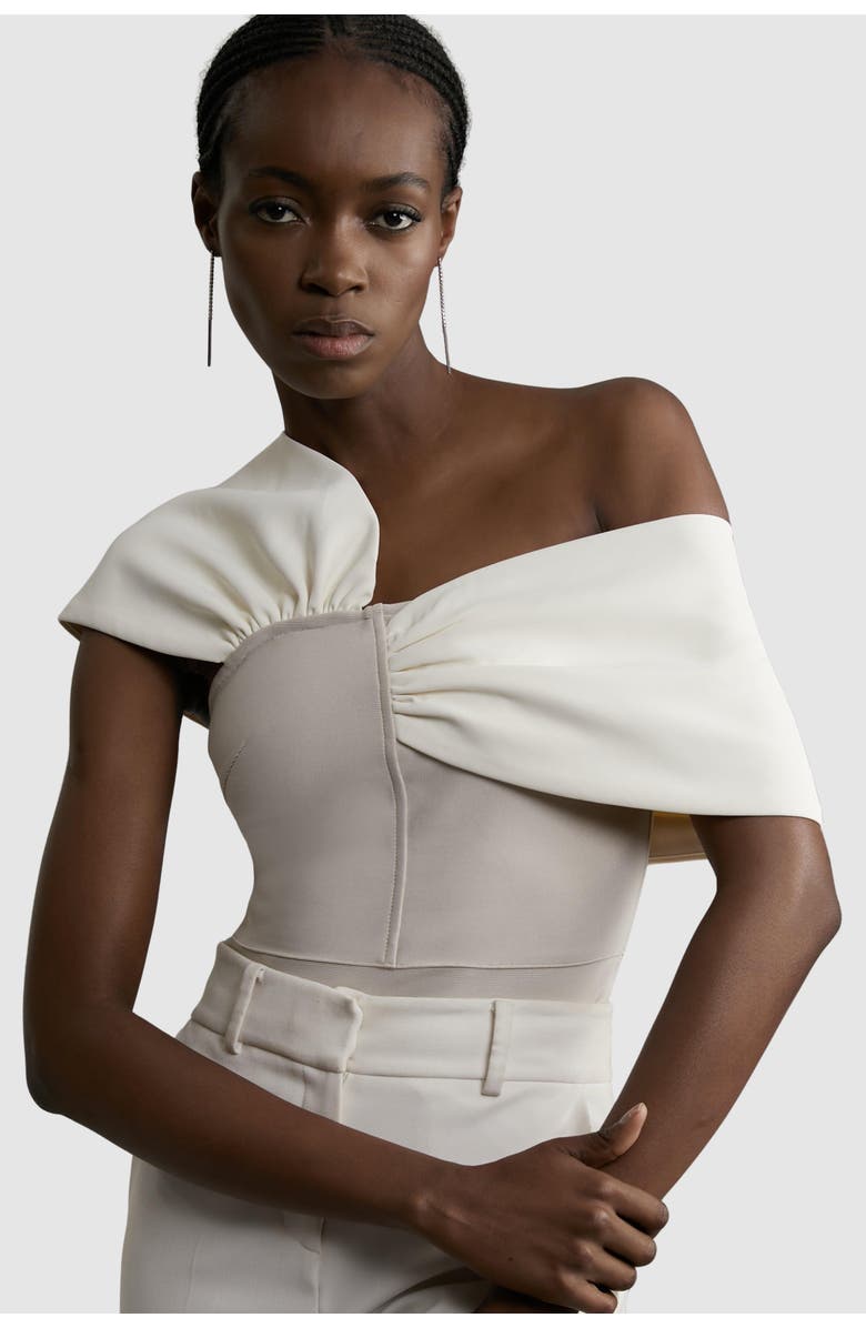 Karen Millen Figure Form Asymmetric Knit Top, Main, color, Neutral