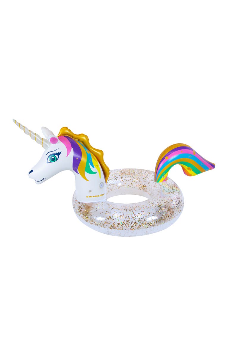 Swimline LED Unicorn Glitter Ring, Main, color, Multicolored