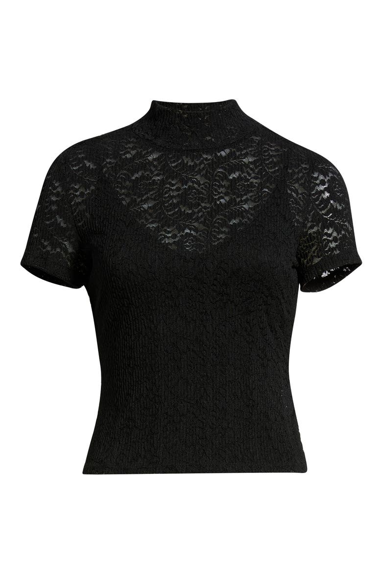 June Stretch Lace T-Shirt, Alternate, color, BLACK