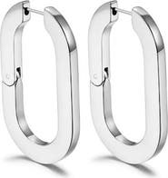 Jane Basch Designs Flat Oval Hinge Hoop Earrings