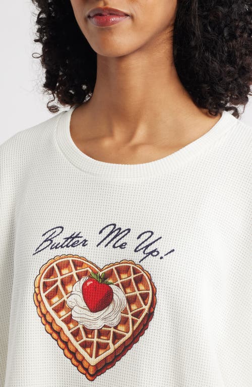 Boys Lie Heavenly Room Service Oversize Waffle Knit Sweatshirt In White